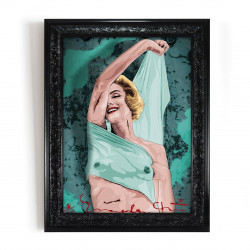 MARILYN BLUE - Digital print 38x48 cm of Marilyn Monroe with handcrafted black frame | Gloomy Stroke