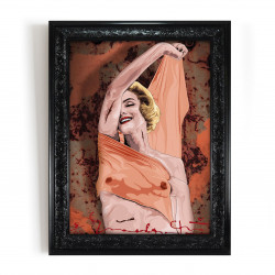 MARILYN GOLD - Stampa digitale 38x48 cm di Marilyn Monroe con cornice nera artigianale | Gloomy Stroke