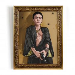 FRIDA GOLD - Stampa digitale 38x48 cm di Frida Kahlo con cornice oro artigianale | Gloomy Stroke