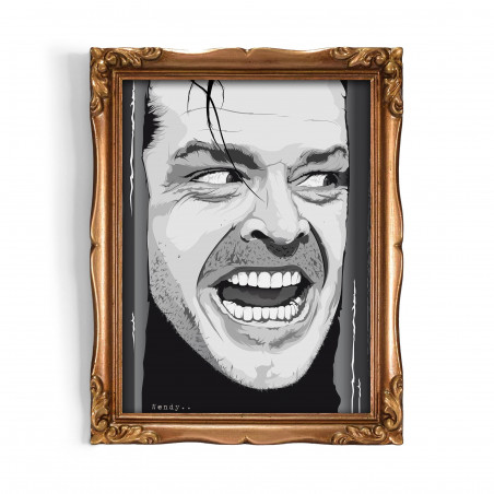 SHINING - Stampa digitale 18X23 cm di Jack Nicholson con cornice oro artigianale Made in Italy | Gloomy Stroke