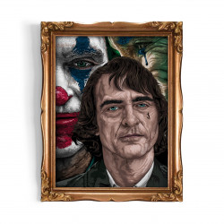 JOKER - Digital print 18X23 cm of Joaquin Phoenix in the desecrating “Joker” movie with handcrafted gold frame | Gloomy Stroke