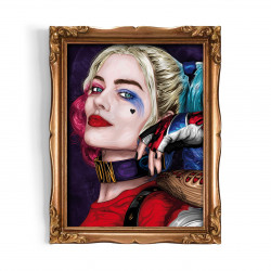 HARLEY QUINN - Stampa digitale 18X23 cm di Margot Robbie nei panni di Harley Quinn con cornice oro artigianale | Gloomy Stroke
