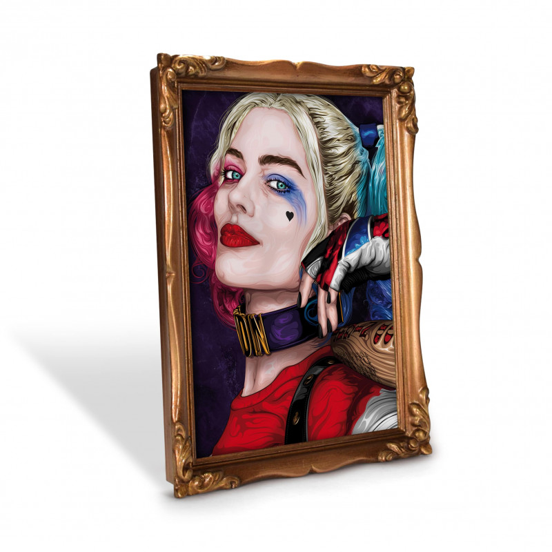 HARLEY QUINN - Stampa digitale 18X23 cm di Margot Robbie nei panni di Harley Quinn con cornice oro artigianale | Gloomy Stroke