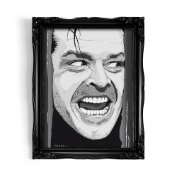 SHINING - Stampa digitale 18X23 cm di Jack Nicholson con cornice nera artigianale Made in Italy | Gloomy Stroke