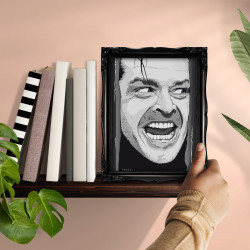 SHINING - Digital print 18X23 cm of Jack Nicholson with handcrafted black frame Made in Italy | Gloomy Stroke