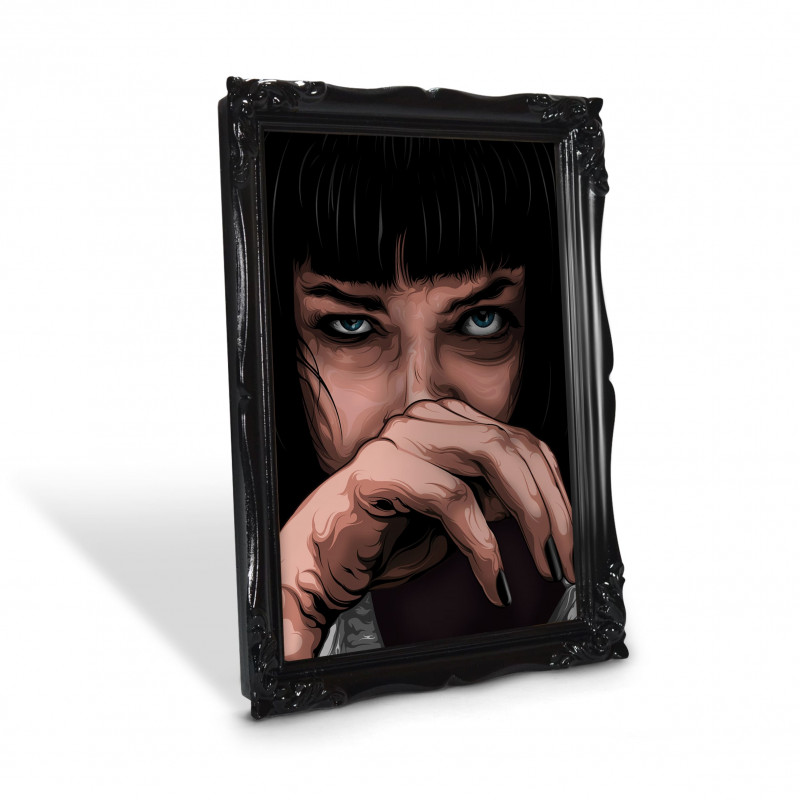MIA WALLACE - Digital print 18X23 cm of Uma Thurman in Pulp Fiction with handcrafted black frame | Gloomy Stroke