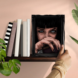 MIA WALLACE - Digital print 18X23 cm of Uma Thurman in Pulp Fiction with handcrafted black frame | Gloomy Stroke