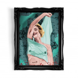 MARILYN BLUE - Digital print 18X23 cm of Marilyn Monroe with handcrafted black frame Made in Italy | Gloomy Stroke