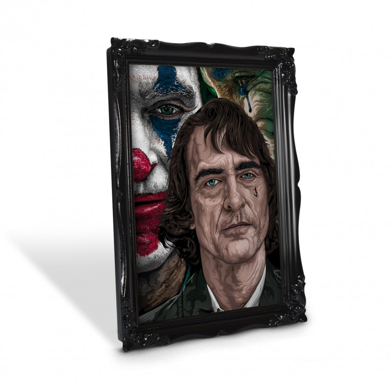 JOKER - Stampa digitale 18X23 cm di  Joaquin Phoenix nel film “Joker” con cornice nera artigianale Made in Italy | Gloomy Stroke