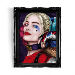 HARLEY QUINN - Stampa digitale 18X23 cm di Margot Robbie nei panni di Harley Quinn con cornice nera artigianale | Gloomy Stroke