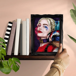 HARLEY QUINN - Stampa digitale 18X23 cm di Margot Robbie nei panni di Harley Quinn con cornice nera artigianale | Gloomy Stroke