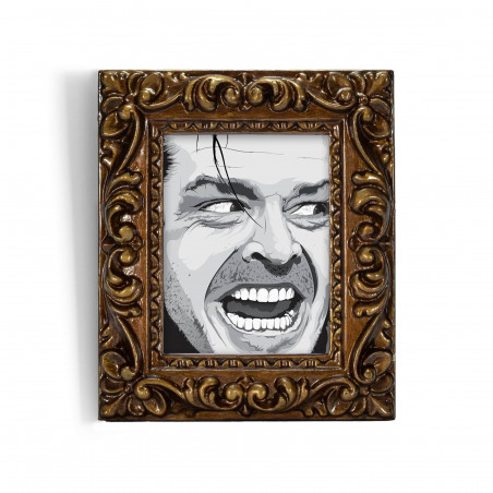 SHINING - Stampa digitale Lacrima 11X13 cm di Jack Nicholson con cornice oro artigianale | Gloomy Stroke