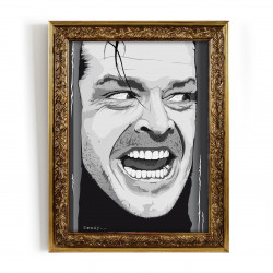 SHINING - Stampa digitale 38x48 cm di Jack Nicholson con cornice oro artigianale Made in Italy - by Gloomy Stroke