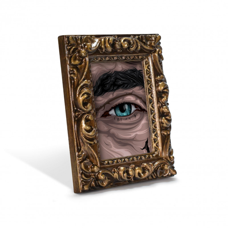 JOKER EYE - Stampa digitale Lacrima 11X13 cm del dettaglio dell'occhio di Jokder con cornice oro artigianale | Gloomy Stroke