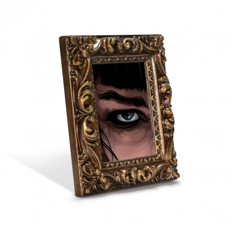 MIA EYE DX - Stampa digitale 11X13 cm del dettaglio dell'occhio di Mia Wallace in Pulp Fiction con cornice oro | Gloomy Stroke