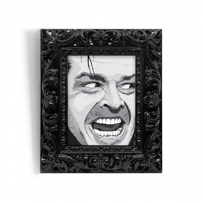 SHINING - Digital print 11X13 cm of Jack Nicholson with handcrafted black frame Made in Italy | Gloomy Stroke