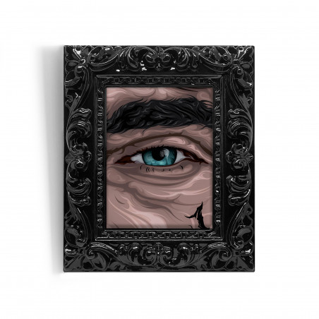 JOKER EYE - Stampa digitale 11X13 cm del dettaglio dell'occhio di Joker con cornice nera artigianale | Gloomy Stroke