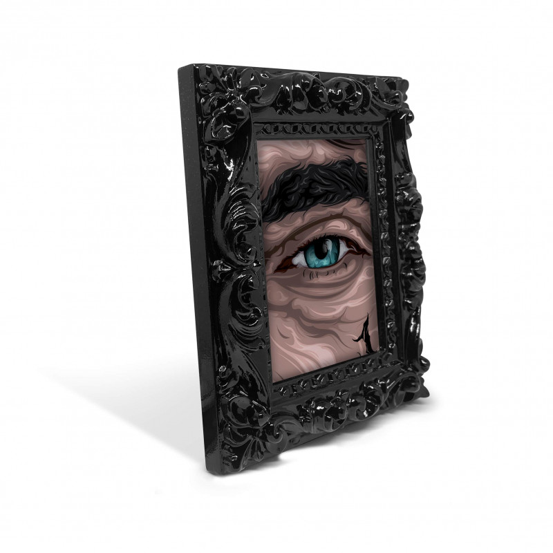 JOKER EYE - Digital print 11X13 cm of the Eye of Joker with handcrafted black frame Made in Italy | Gloomy Stroke