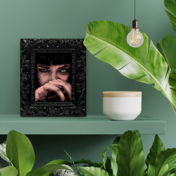 MIA WALLACE - Digital print 11X13 cm of Uma Thurman - Mia Wallace in Pulp Fiction with handcrafted black frame | Gloomy Stroke