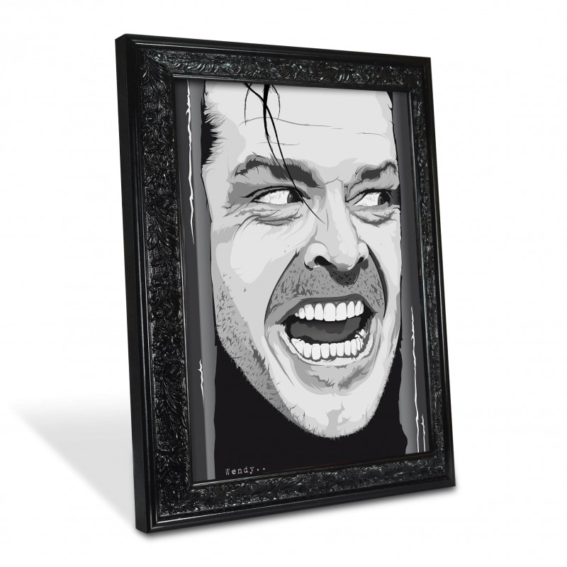 SHINING - Stampa digitale 38x48 cm di Jack Nicholson con cornice nera artigianale | Gloomy Stroke