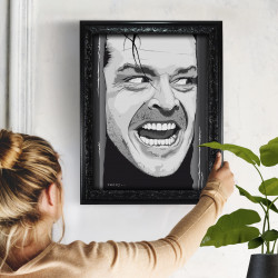 SHINING - Digital print 38x48 cm of Jack Nicholson with handcrafted black frame | Gloomy Stroke