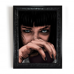 MIA WALLACE - Stampa digitale 38x48 cm di Uma Thurman in Pulp Fiction con cornice nera artigianale | Gloomy Stroke