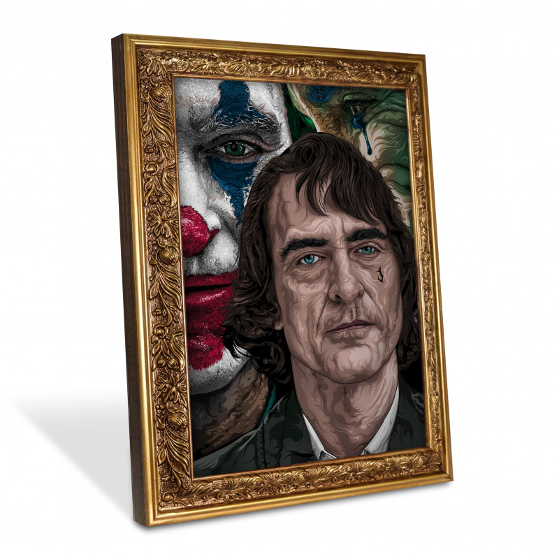 JOKER - Digital print 38x48 cm of Joaquin Phoenix in the “Joker” movie with handcrafted gold frame | Gloomy Stroke