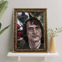 JOKER - Digital print 38x48 cm of Joaquin Phoenix in the “Joker” movie with handcrafted gold frame | Gloomy Stroke