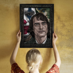 JOKER - Stampa digitale 38x48 cm di Joaquin Phoenix nel film Joker con cornice nera artigianale | Gloomy Stroke